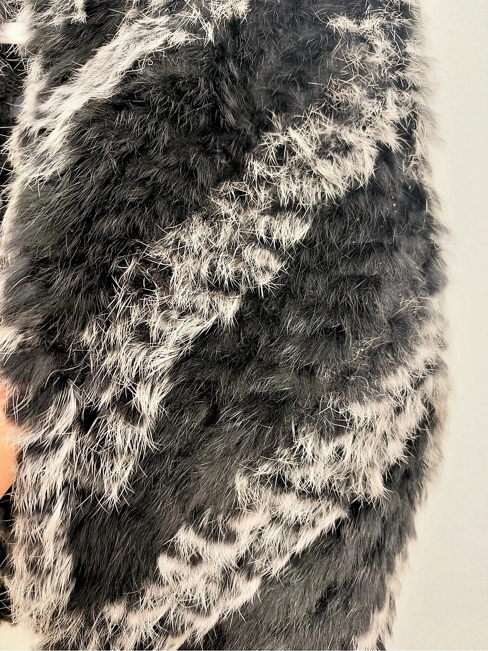 Marc by Marc Jacobs Real Rabbit Fur Chevron Stripe Vest Black & Gray XS - Picture 5 of 11